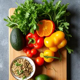 Fresh, vibrant ingredients for healthy cooking, symbolizing functional nutrition planning