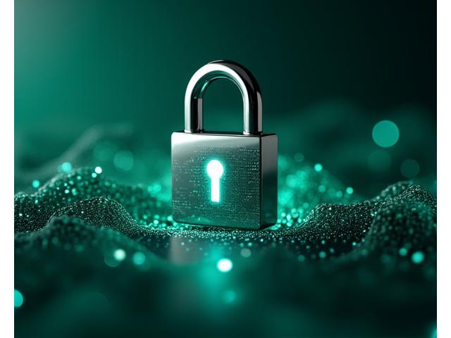 Close-up of a digital padlock on a glowing data stream, symbolizing robust health data encryption.